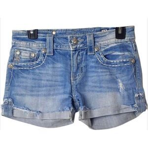 Miss Me Womens Denim Shorts 28" Wing Embroidery Bling Cut Off Style Shorties Y2K